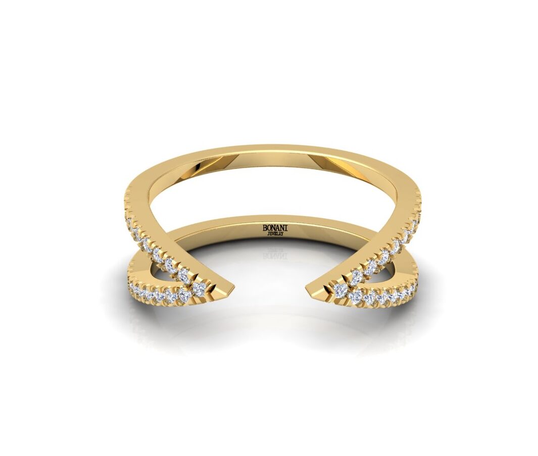 טבעת יהלומים עדינה מזהב 14 קראט טבעת יהלומים עדינה מזהב 14 קראט