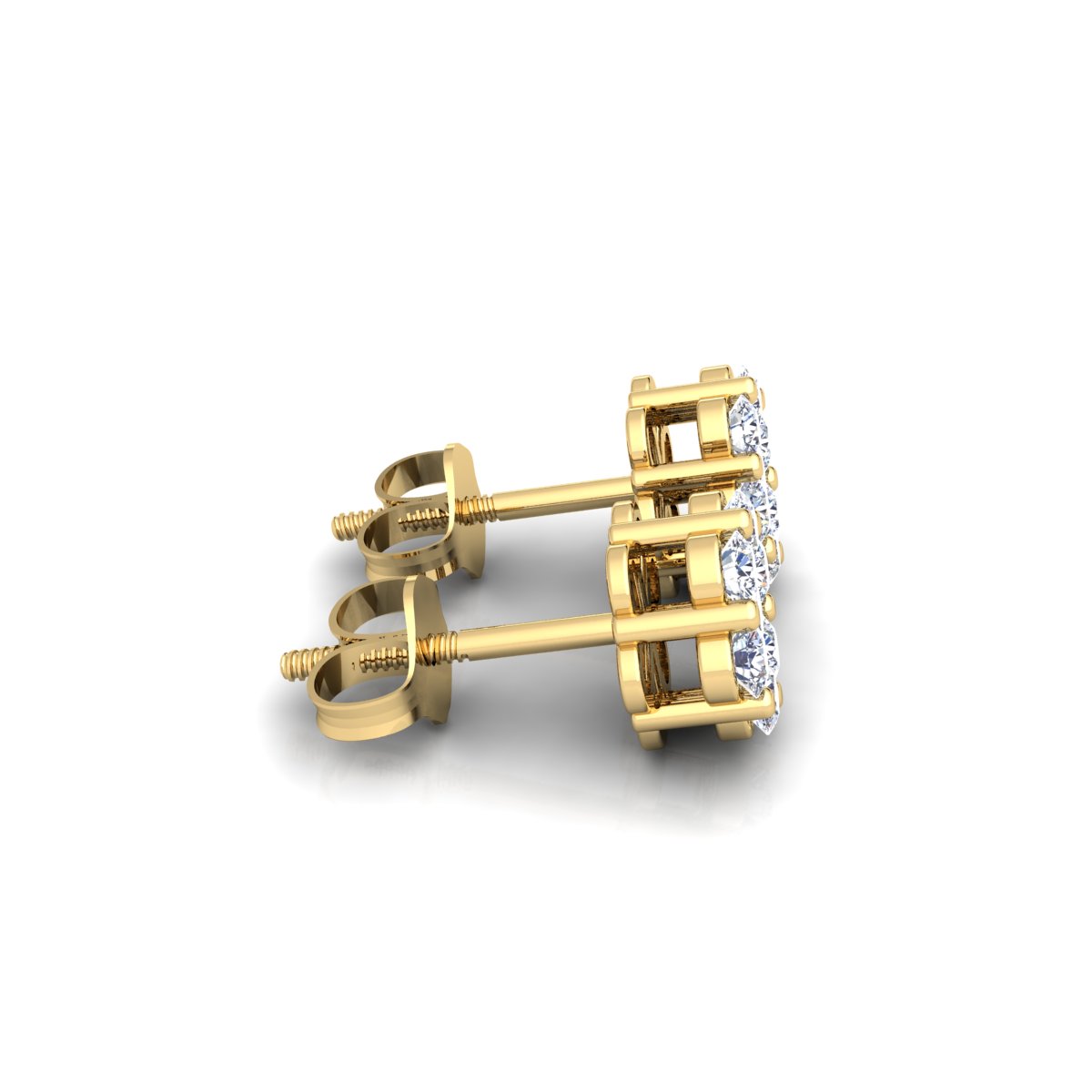 תעודה גמולוגית עם עגילי יהלומים פרחיים