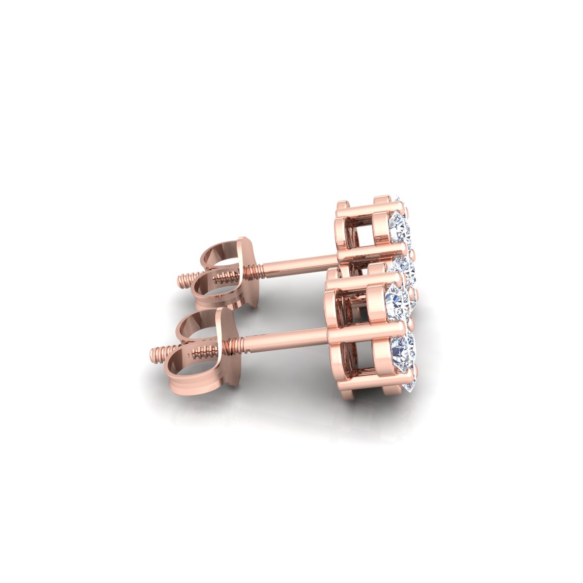 עגילי פרח עם יהלומים טבעיים – צילום אווירה