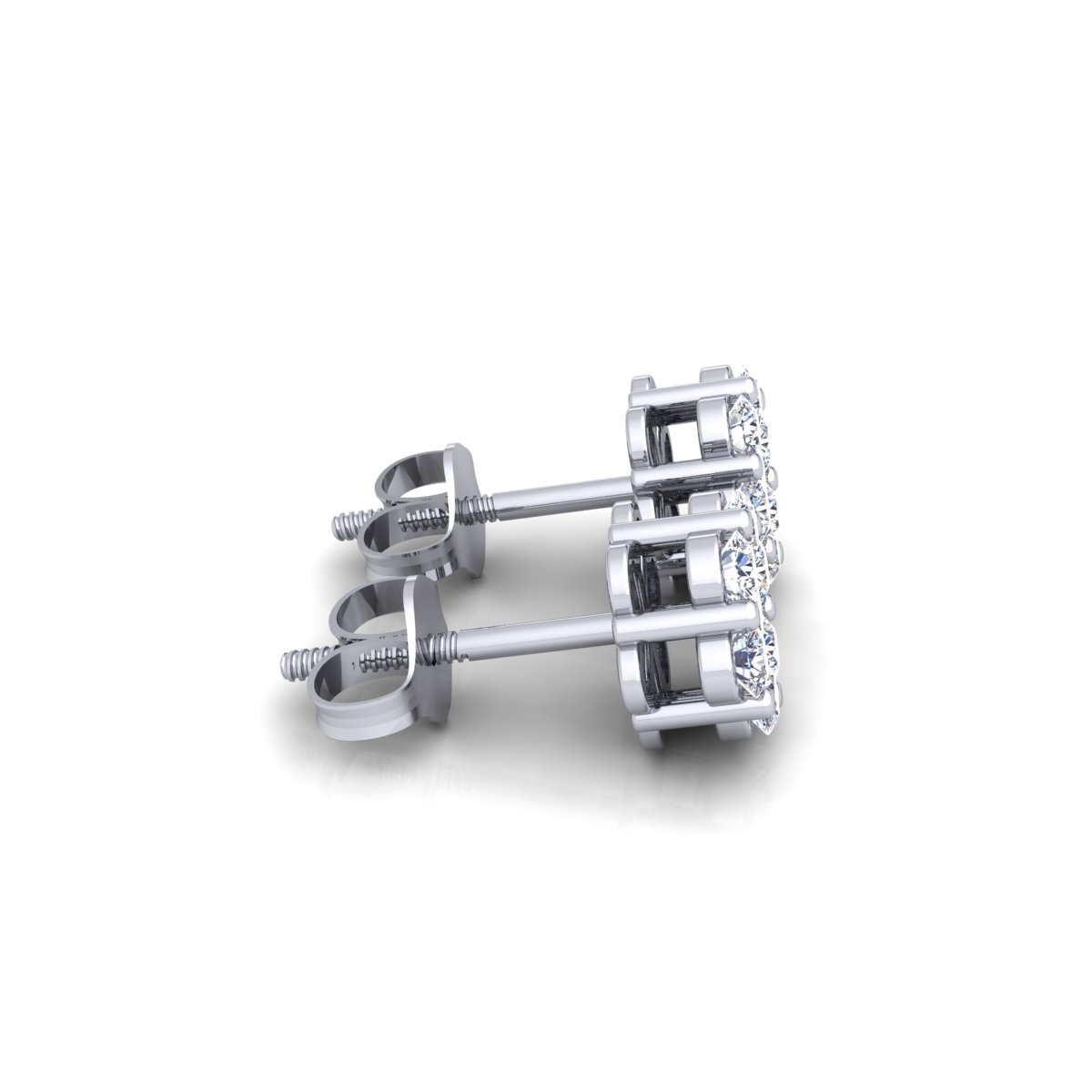 עגילי זהב לבן 14K בעיצוב פרח