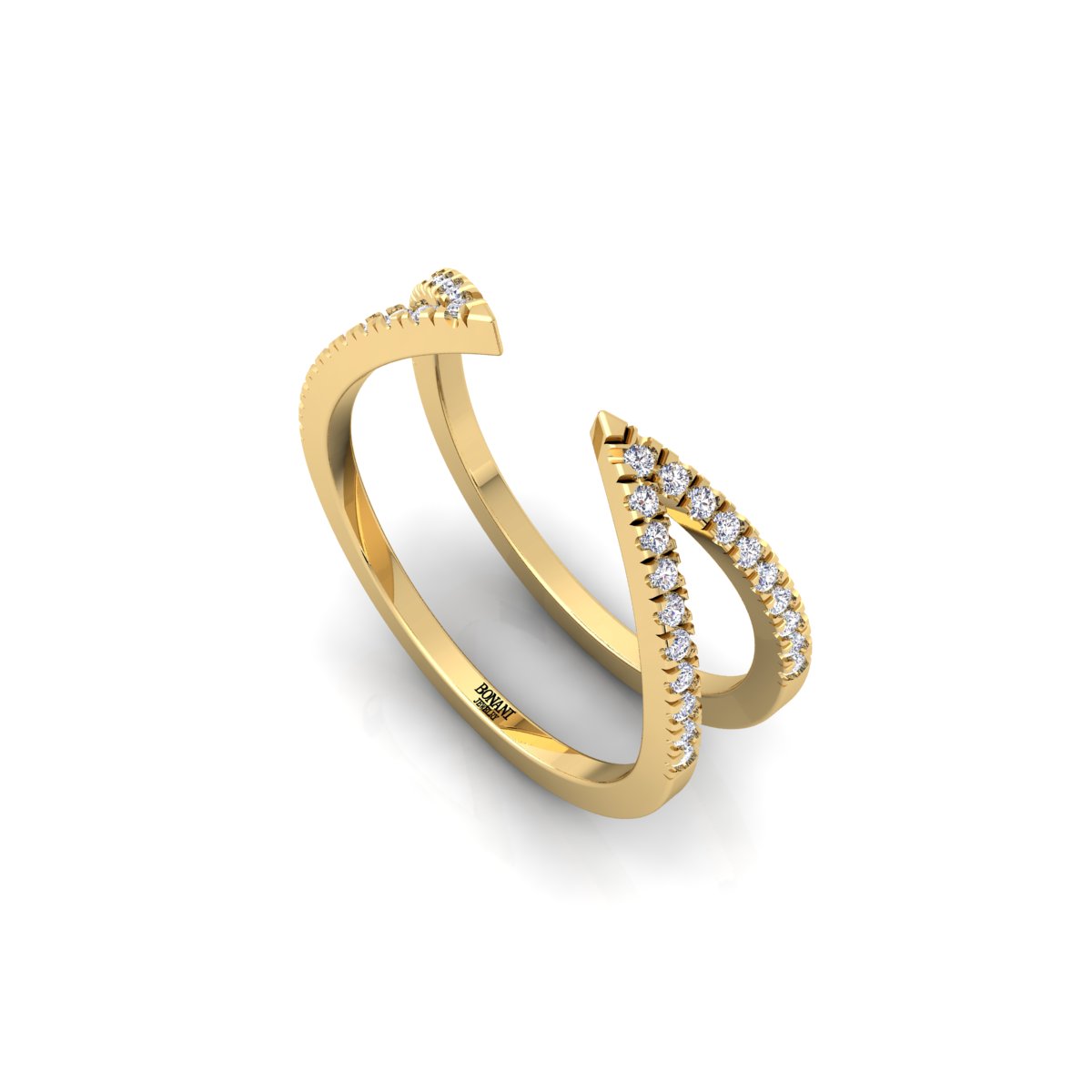 טבעת יהלומים עדינה מזהב 14 קראט טבעת יהלומים עדינה מזהב 14 קראט