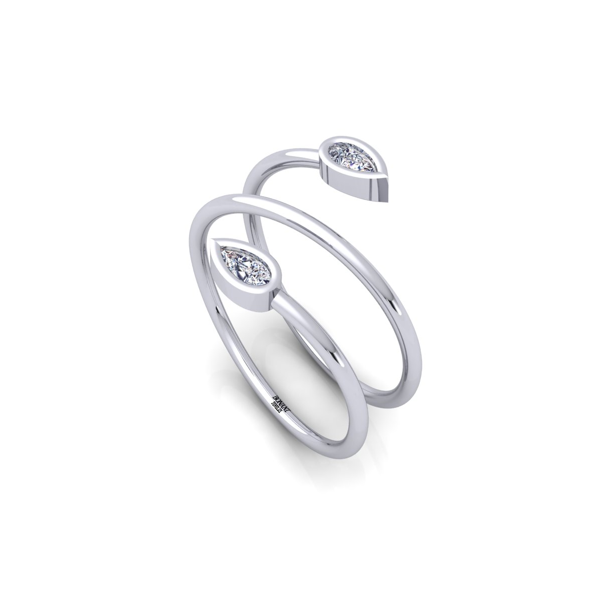 4 View_Perspective_01White Matte_3_Platinum_BlackGold_01_GJ (11) מבט צד של טבעת יהלומים עדינה