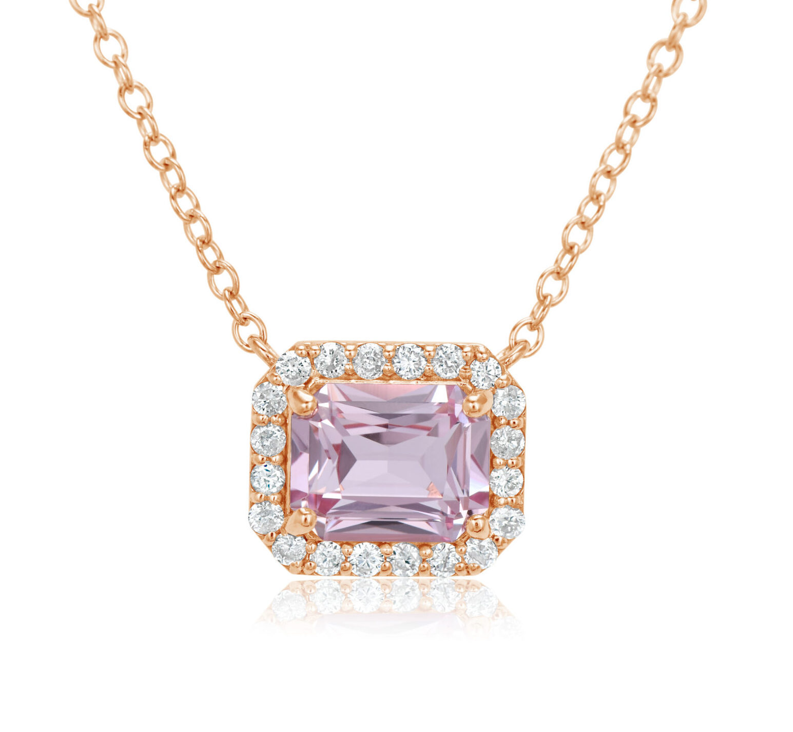 תליון יהלומים עם אבן חן מורגנייט ורודה בעיצוב טיפה – Bonani