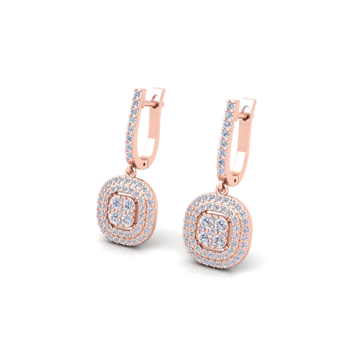 מבט צד של עגיל יוקרתי עם יהלומים