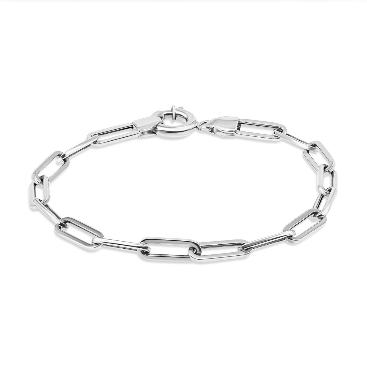 צמיד חוליות זהב לבן 14K