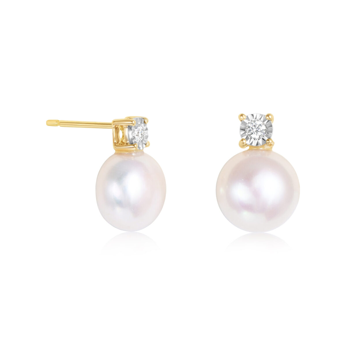 עגילי פנינה משובצים יהלומים