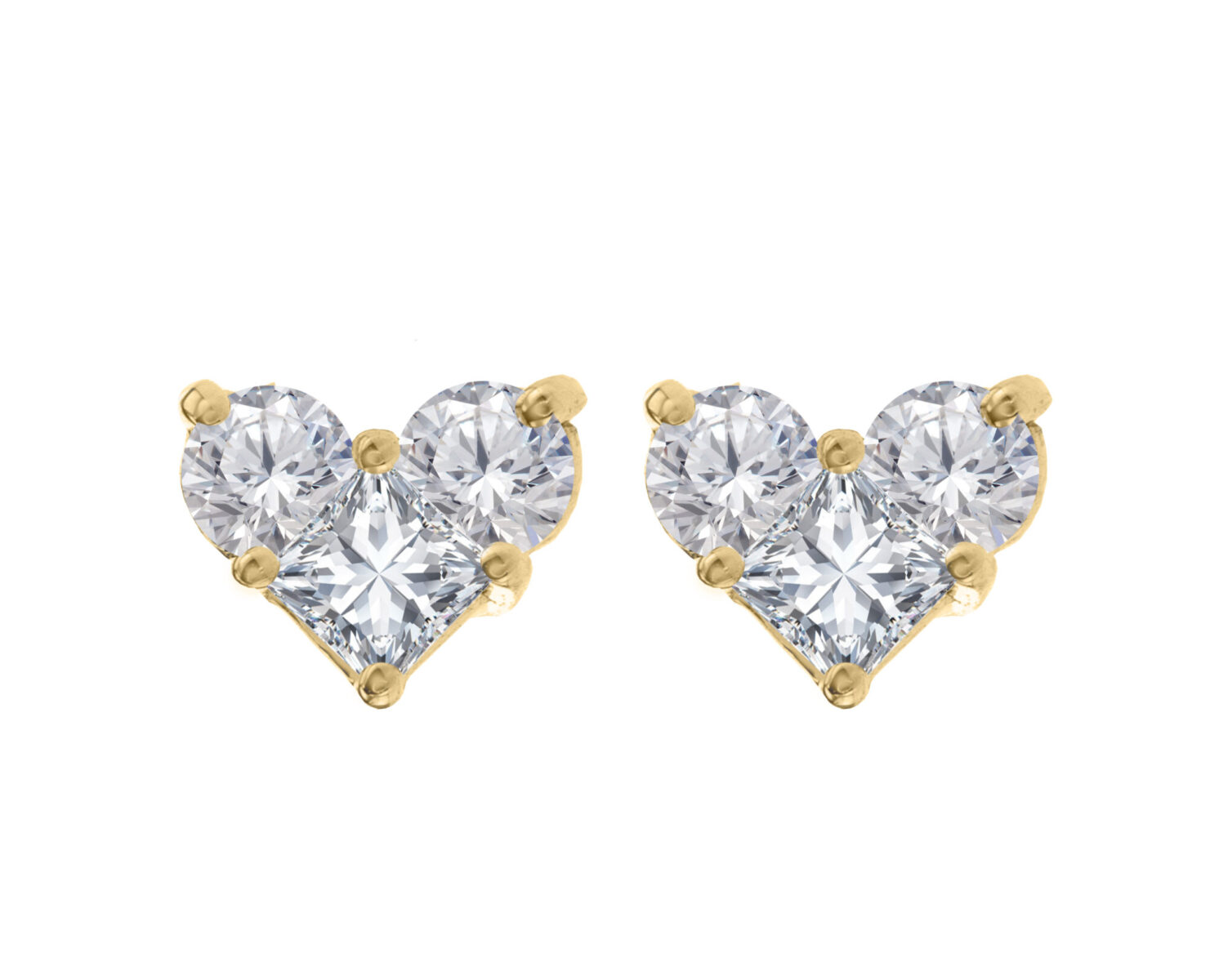 עגילי לב יהלומים