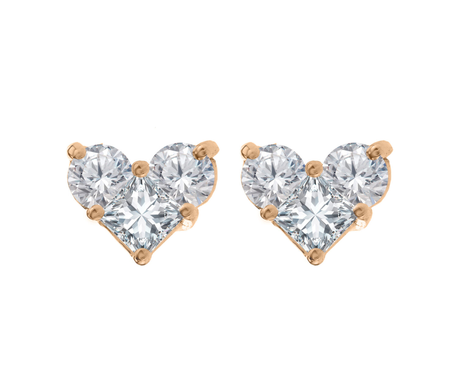 עגילי לב יהלומים