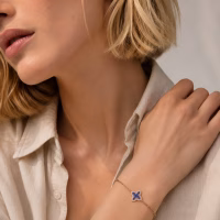 צמיד טנזנייט ויהלומים Floréa Tanzanite בעיצוב פרח מזהב רוז גולד