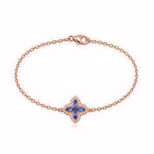 צמיד Floréa Tanzanite מזהב רוז גולד עם אבני טנזנייט ויהלומים