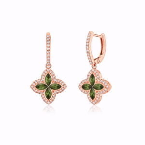 עגילי טורמלין ירוק Floréa Tourmaline עם יהלומי מעבדה