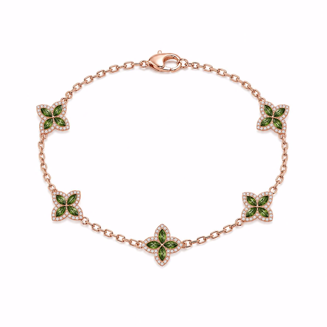 צמיד Floréa Tourmaline עם טורמלין ירוק ויהלומי מעבדה